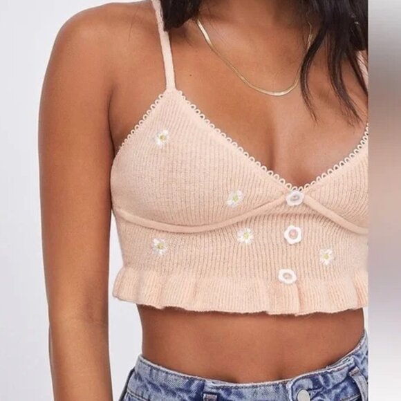 For Love And Lemons Tops - For Love and Lemons Knit Daisy Embroidered Top - XS